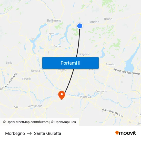 Morbegno to Santa Giuletta map