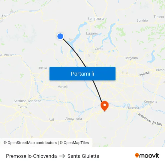 Premosello-Chiovenda to Santa Giuletta map