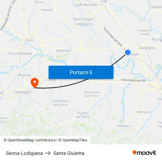 Senna Lodigiana to Santa Giuletta map