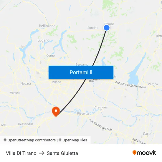 Villa Di Tirano to Santa Giuletta map