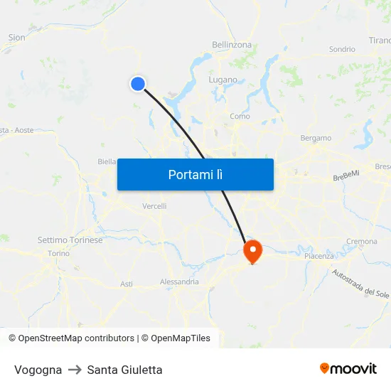 Vogogna to Santa Giuletta map