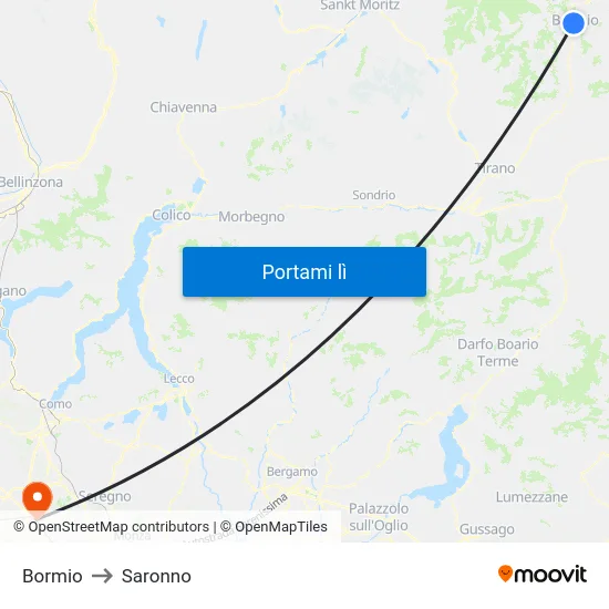 Bormio to Saronno map