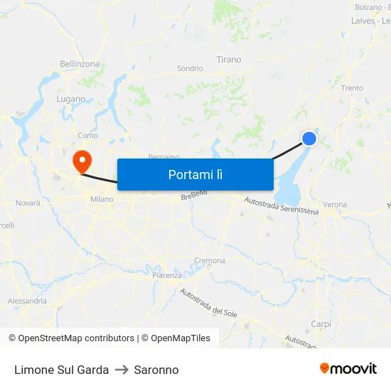 Limone Sul Garda to Saronno map