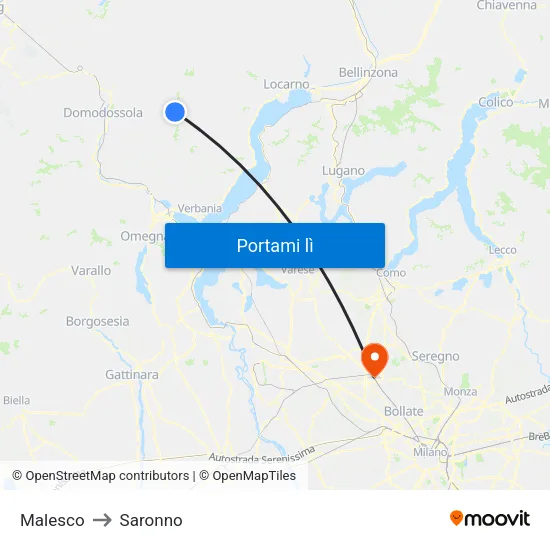 Malesco to Saronno map