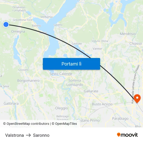 Valstrona to Saronno map
