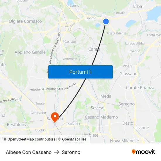 Albese Con Cassano to Saronno map