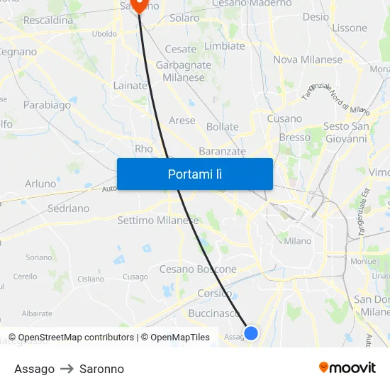 Assago to Saronno map
