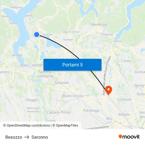 Besozzo to Saronno map
