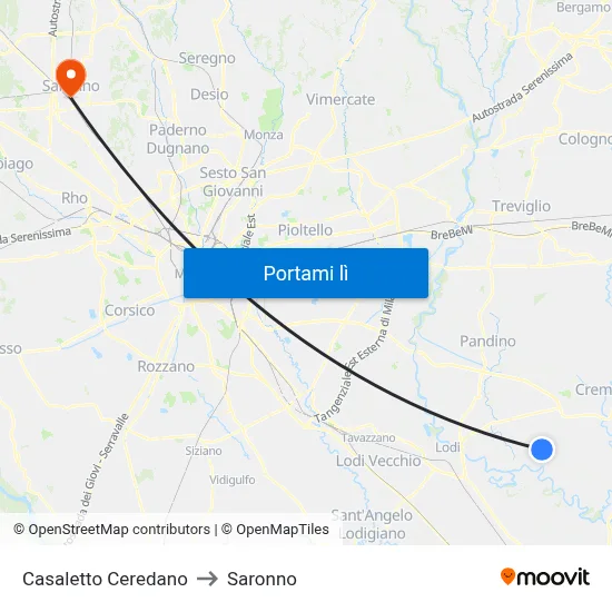 Casaletto Ceredano to Saronno map