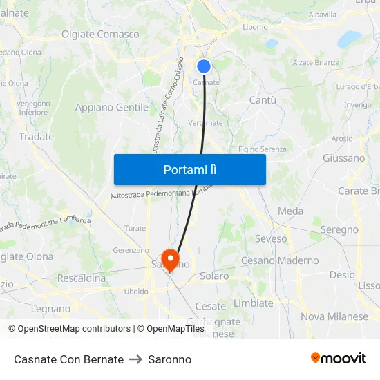 Casnate Con Bernate to Saronno map