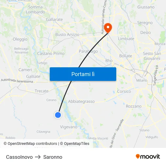 Cassolnovo to Saronno map