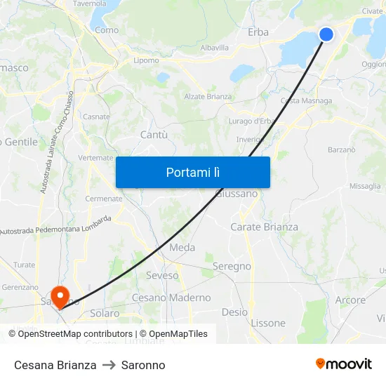 Cesana Brianza to Saronno map