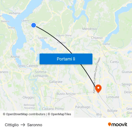 Cittiglio to Saronno map