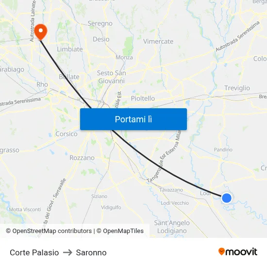 Corte Palasio to Saronno map