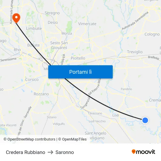 Credera Rubbiano to Saronno map