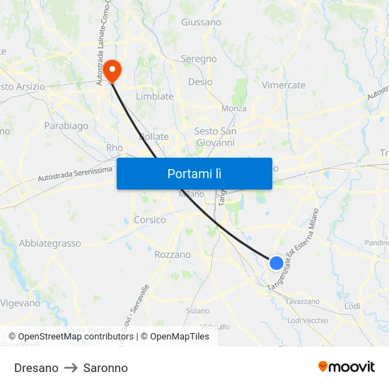 Dresano to Saronno map