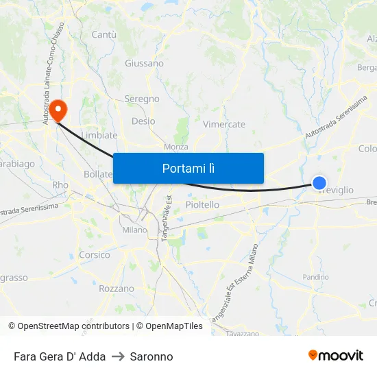 Fara Gera D' Adda to Saronno map