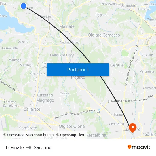 Luvinate to Saronno map