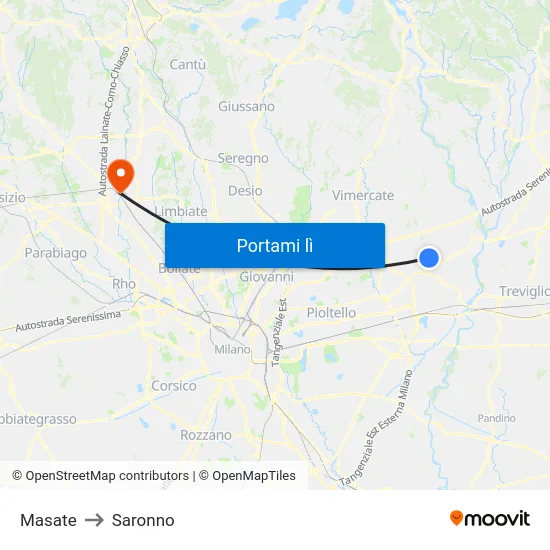 Masate to Saronno map