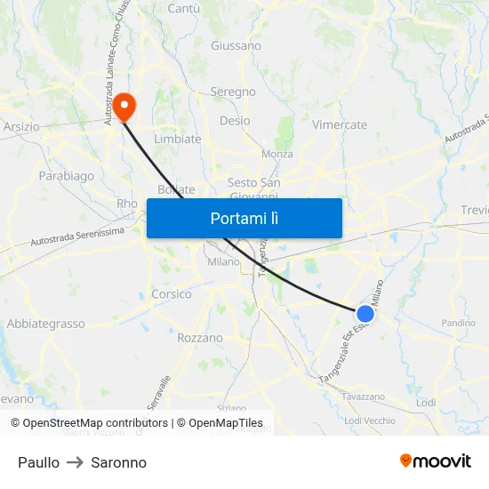 Paullo to Saronno map