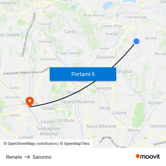 Renate to Saronno map