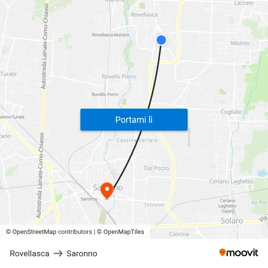 Rovellasca to Saronno map