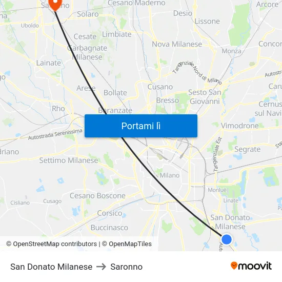 San Donato Milanese to Saronno map