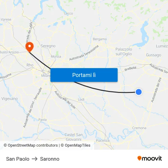 San Paolo to Saronno map