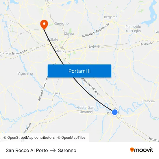 San Rocco Al Porto to Saronno map