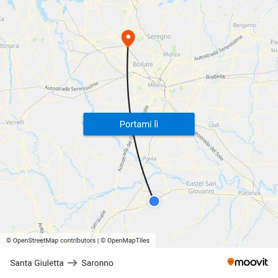 Santa Giuletta to Saronno map