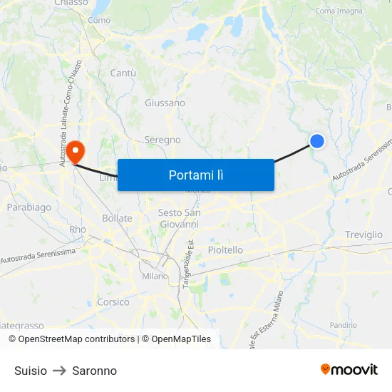 Suisio to Saronno map