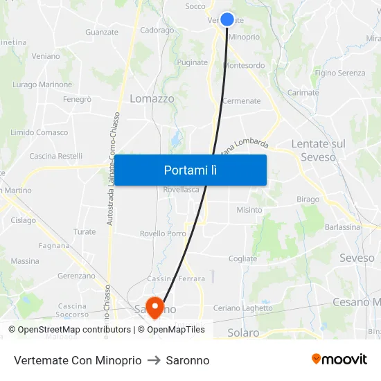 Vertemate Con Minoprio to Saronno map