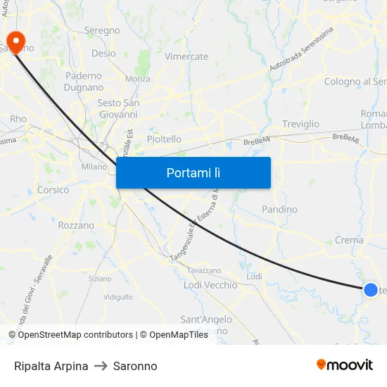 Ripalta Arpina to Saronno map