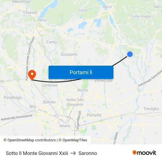 Sotto Il Monte Giovanni Xxiii to Saronno map