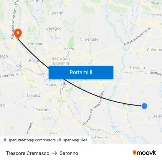 Trescore Cremasco to Saronno map