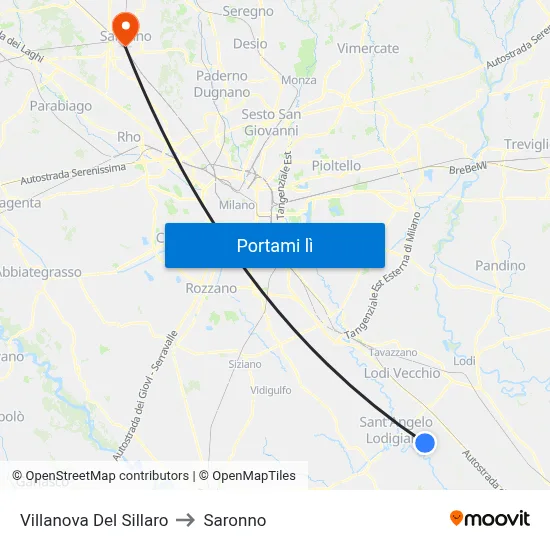 Villanova Del Sillaro to Saronno map