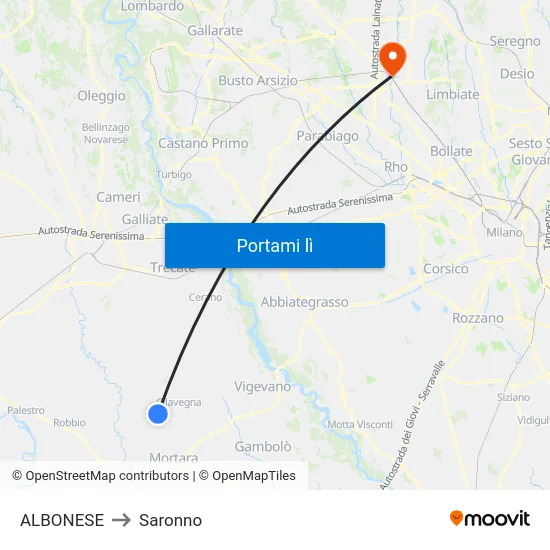 ALBONESE to Saronno map