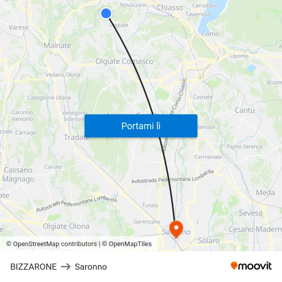 BIZZARONE to Saronno map