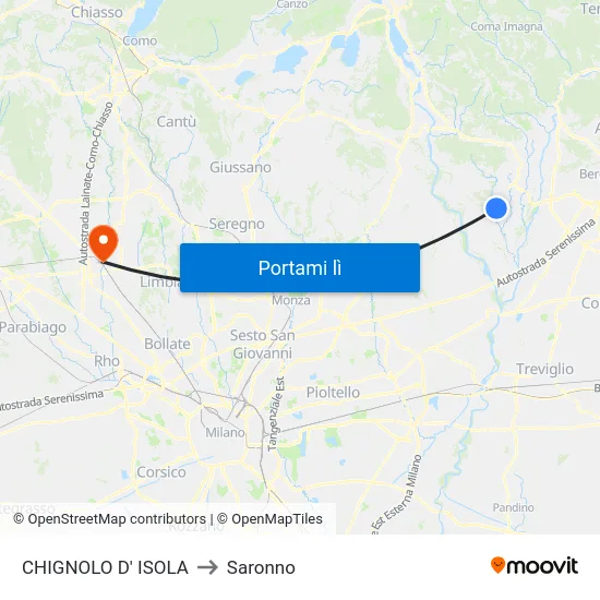 CHIGNOLO D' ISOLA to Saronno map