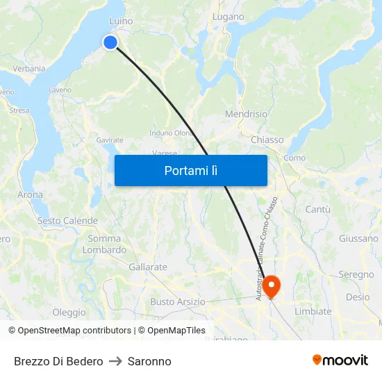 Brezzo Di Bedero to Saronno map