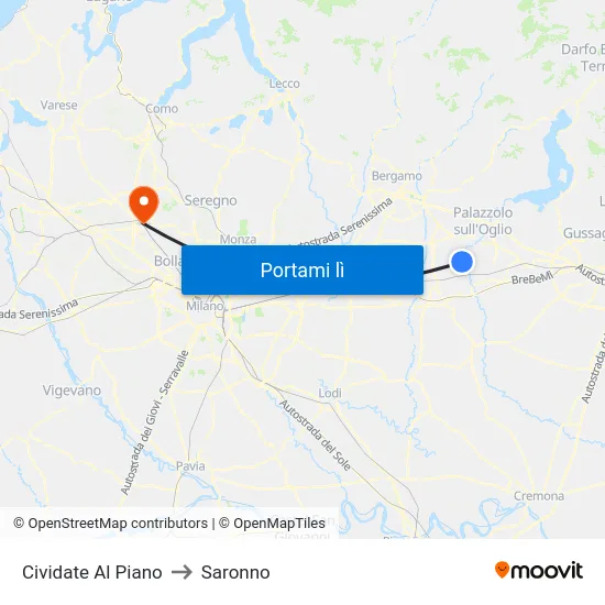 Cividate Al Piano to Saronno map