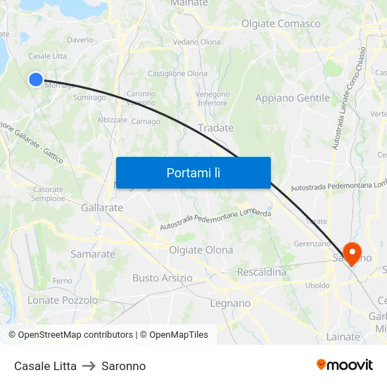 Casale Litta to Saronno map