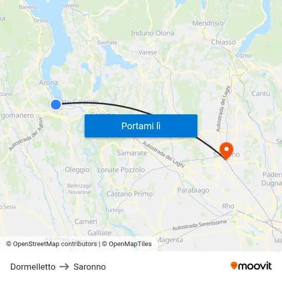 Dormelletto to Saronno map