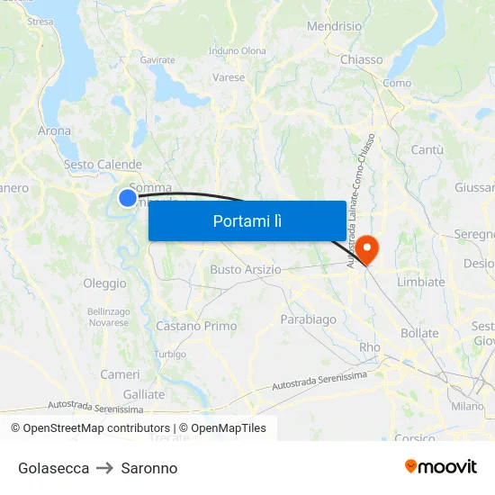 Golasecca to Saronno map