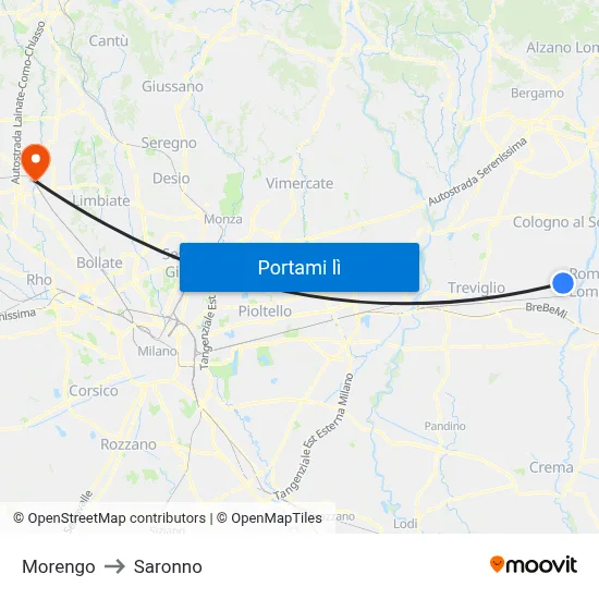 Morengo to Saronno map
