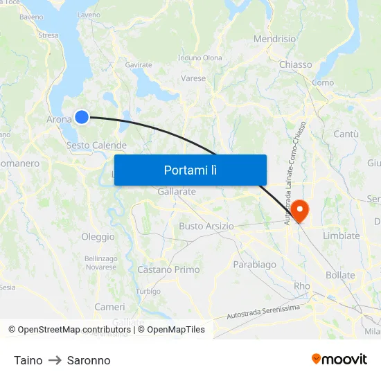 Taino to Saronno map
