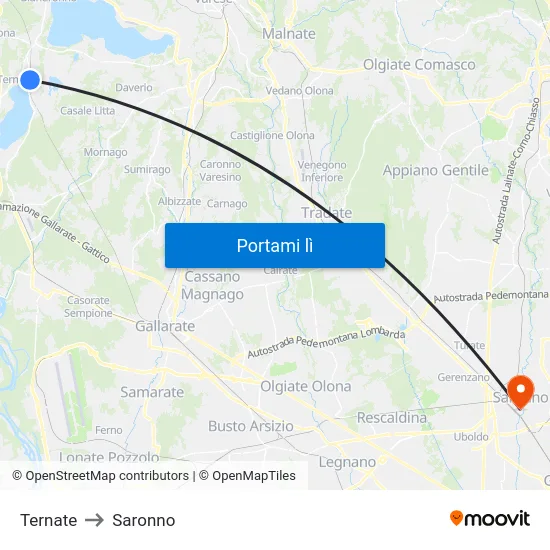 Ternate to Saronno map
