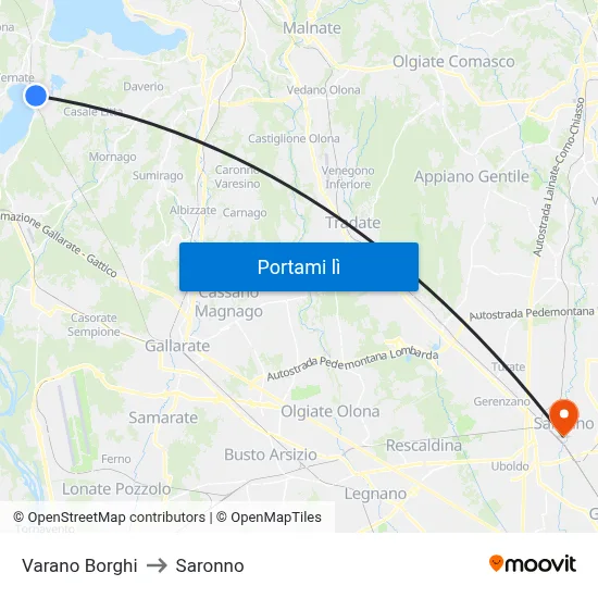 Varano Borghi to Saronno map