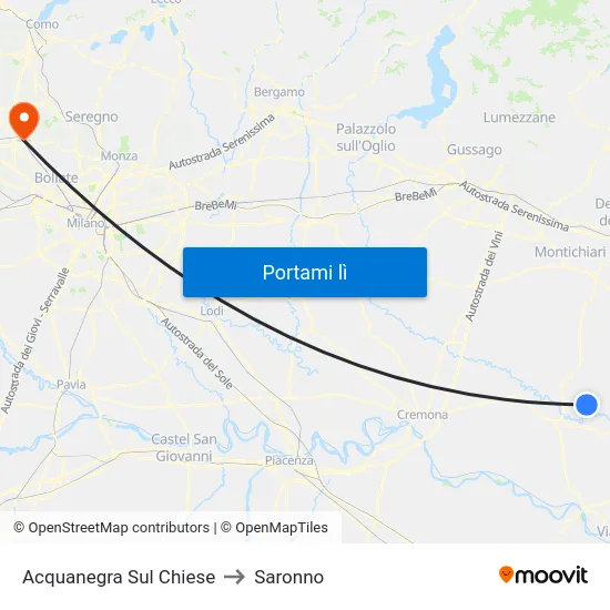 Acquanegra Sul Chiese to Saronno map