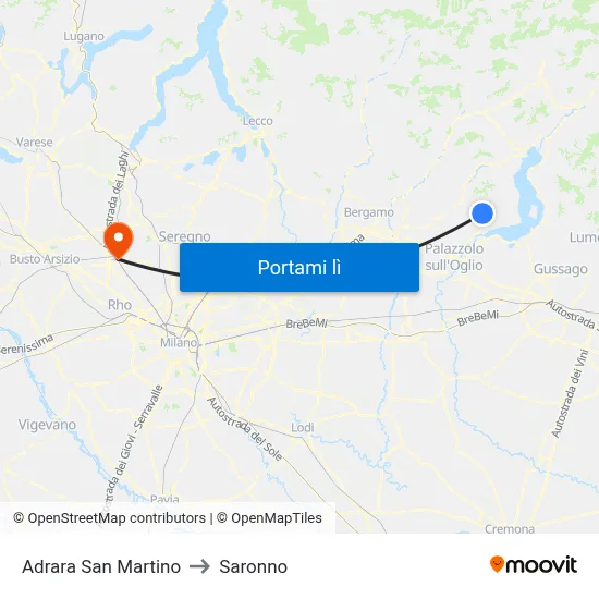 Adrara San Martino to Saronno map
